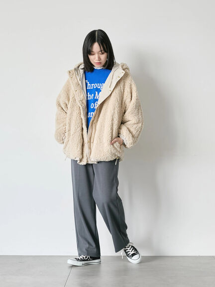 リバーシブルボアマウンテンパーカー（チャコールグレー/ライトベージュ/ベージュ）｜Samansa Mos2 blue（サマンサモスモス ブルー）通販