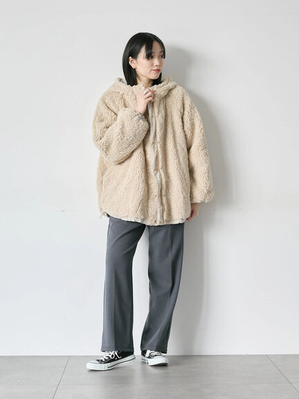 リバーシブルボアマウンテンパーカー（チャコールグレー/ライトベージュ/ベージュ）｜Samansa Mos2 blue（サマンサモスモス ブルー）通販