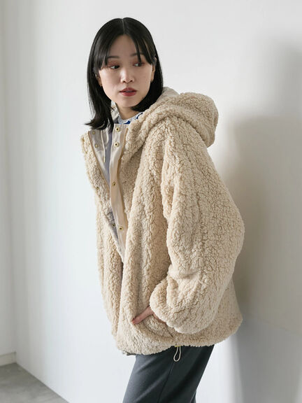 リバーシブルボアマウンテンパーカー（チャコールグレー/ライトベージュ/ベージュ）｜Samansa Mos2 blue（サマンサモスモス ブルー）通販