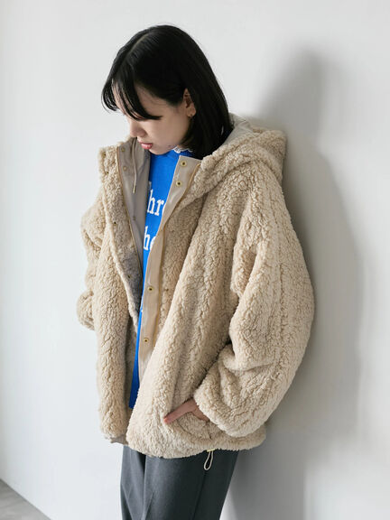 リバーシブルボアマウンテンパーカー（チャコールグレー/ライトベージュ/ベージュ）｜Samansa Mos2 blue（サマンサモスモス ブルー）通販