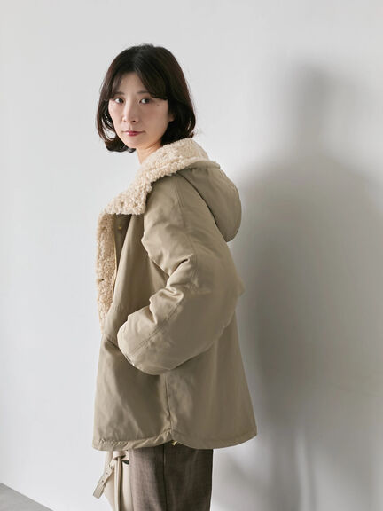 リバーシブルボアマウンテンパーカー（チャコールグレー/ライトベージュ/ベージュ）｜Samansa Mos2 blue（サマンサモスモス ブルー）通販