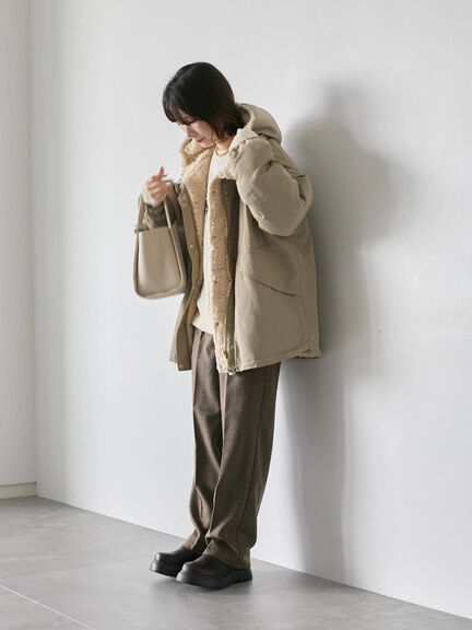 リバーシブルボアマウンテンパーカー（チャコールグレー/ライトベージュ/ベージュ）｜Samansa Mos2 blue（サマンサモスモス ブルー）通販