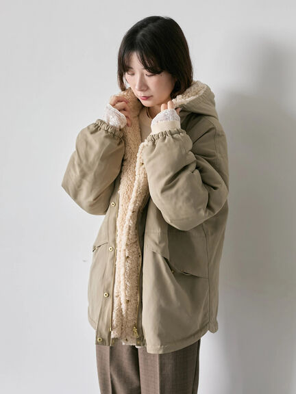 リバーシブルボアマウンテンパーカー（チャコールグレー/ライトベージュ/ベージュ）｜Samansa Mos2 blue（サマンサモスモス ブルー）通販