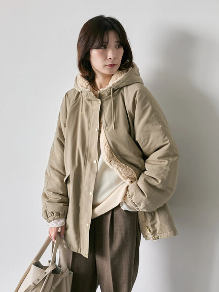 リバーシブルボアマウンテンパーカー（チャコールグレー/ライトベージュ/ベージュ）｜Samansa Mos2 blue（サマンサモスモス ブルー）通販