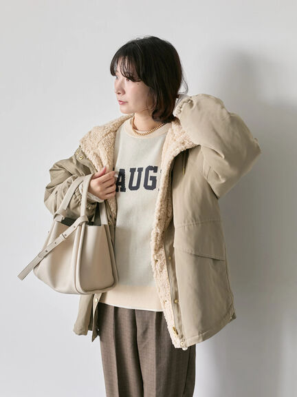 リバーシブルボアマウンテンパーカー（チャコールグレー/ライトベージュ/ベージュ）｜Samansa Mos2 blue（サマンサモスモス ブルー）通販