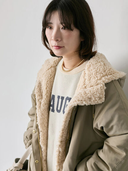 リバーシブルボアマウンテンパーカー（チャコールグレー/ライトベージュ/ベージュ）｜Samansa Mos2 blue（サマンサモスモス ブルー）通販