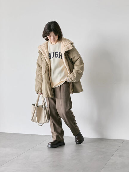 リバーシブルボアマウンテンパーカー（チャコールグレー/ライトベージュ/ベージュ）｜Samansa Mos2 blue（サマンサモスモス ブルー）通販