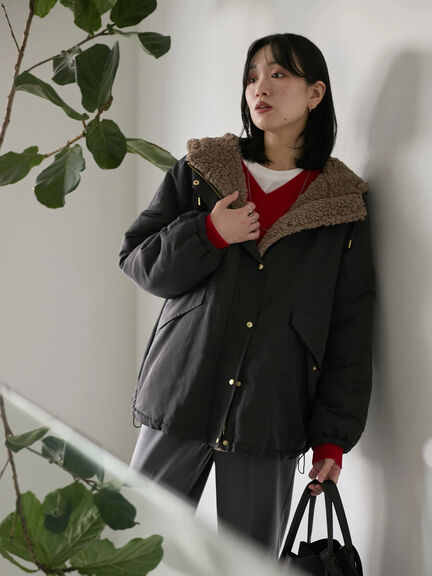 リバーシブルボアマウンテンパーカー（チャコールグレー/ライトベージュ/ベージュ）｜Samansa Mos2 blue（サマンサモスモス ブルー）通販