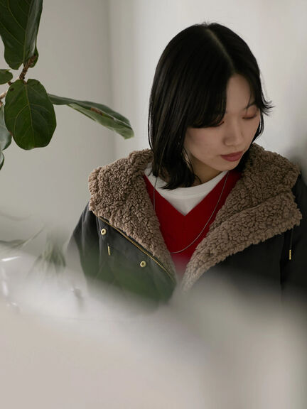 リバーシブルボアマウンテンパーカー（チャコールグレー/ライトベージュ/ベージュ）｜Samansa Mos2 blue（サマンサモスモス ブルー）通販