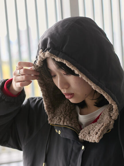 リバーシブルボアマウンテンパーカー（チャコールグレー/ライトベージュ/ベージュ）｜Samansa Mos2 blue（サマンサモスモス ブルー）通販