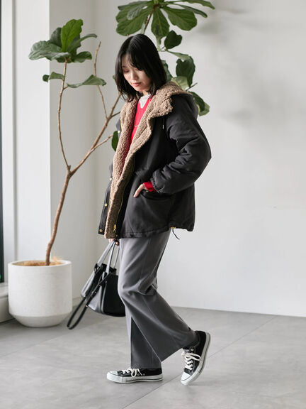 リバーシブルボアマウンテンパーカー（チャコールグレー/ライトベージュ/ベージュ）｜Samansa Mos2 blue（サマンサモスモス ブルー）通販