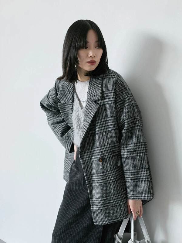 Supreme フード付きジャケット XL グレー系チェック チェックテーラードジャケット（グレー/ブラウン/ダークブラウン