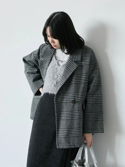 チェックテーラードジャケット（グレー/ブラウン/ダークブラウン）｜Samansa Mos2 blue（サマンサモスモス ブルー）通販