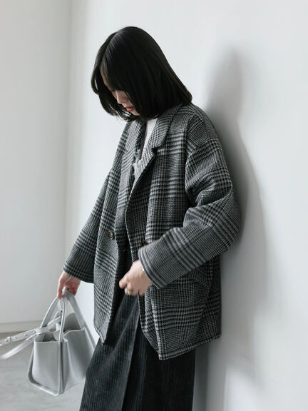 チェックテーラードジャケット（グレー/ブラウン/ダークブラウン）｜Samansa Mos2 blue（サマンサモスモス ブルー）通販