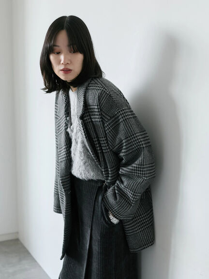 チェックテーラードジャケット（グレー/ブラウン/ダークブラウン）｜Samansa Mos2 blue（サマンサモスモス ブルー）通販