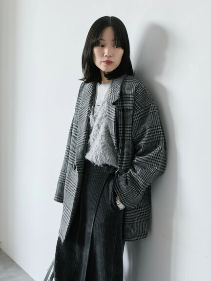 チェックテーラードジャケット（グレー/ブラウン/ダークブラウン）｜Samansa Mos2 blue（サマンサモスモス ブルー）通販