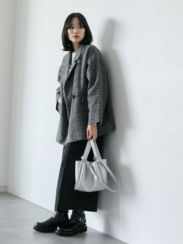 チェックテーラードジャケット（グレー/ブラウン/ダークブラウン