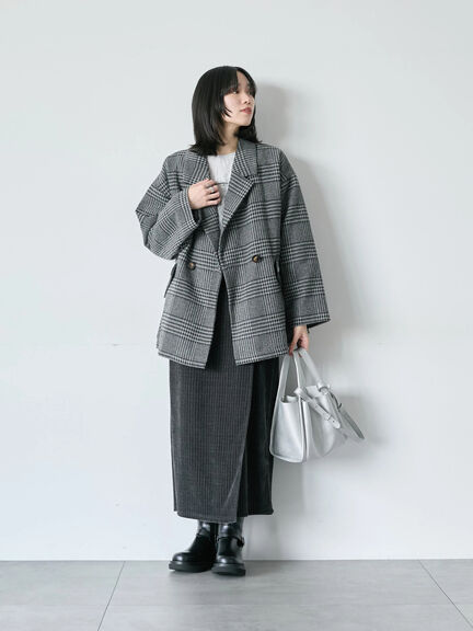 チェックテーラードジャケット（グレー/ブラウン/ダークブラウン）｜Samansa Mos2 blue（サマンサモスモス ブルー）通販