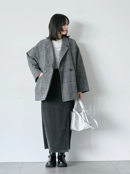 チェックテーラードジャケット（グレー/ブラウン/ダークブラウン）｜Samansa Mos2 blue（サマンサモスモス ブルー）通販