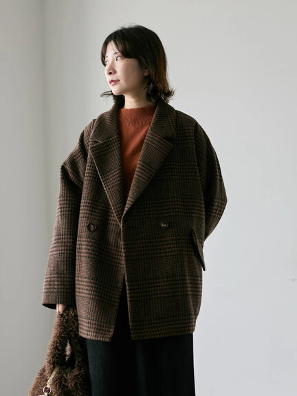 チェックテーラードジャケット（グレー/ブラウン/ダークブラウン）｜Samansa Mos2 blue（サマンサモスモス ブルー）通販