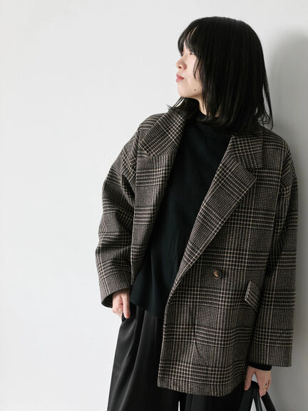 チェックテーラードジャケット（グレー/ブラウン/ダークブラウン）｜Samansa Mos2 blue（サマンサモスモス ブルー）通販