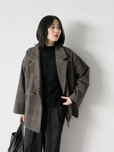 チェックテーラードジャケット（グレー/ブラウン/ダークブラウン）｜Samansa Mos2 blue（サマンサモスモス ブルー）通販
