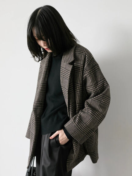 チェックテーラードジャケット（グレー/ブラウン/ダークブラウン）｜Samansa Mos2 blue（サマンサモスモス ブルー）通販