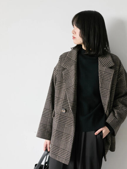 チェックテーラードジャケット（グレー/ブラウン/ダークブラウン）｜Samansa Mos2 blue（サマンサモスモス ブルー）通販