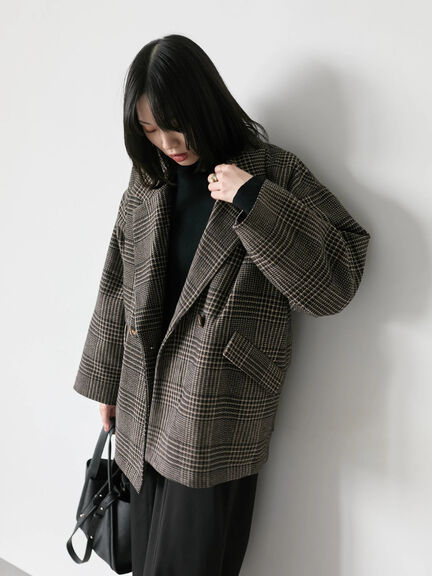 チェックテーラードジャケット（グレー/ブラウン/ダークブラウン）｜Samansa Mos2 blue（サマンサモスモス ブルー）通販