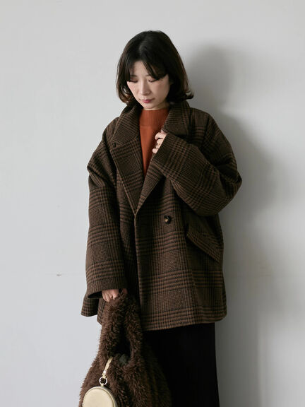 チェックテーラードジャケット（グレー/ブラウン/ダークブラウン）｜Samansa Mos2 blue（サマンサモスモス ブルー）通販