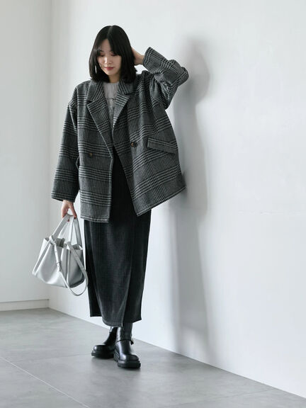 チェックテーラードジャケット（グレー/ブラウン/ダークブラウン）｜Samansa Mos2 blue（サマンサモスモス ブルー）通販