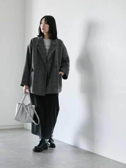 チェックテーラードジャケット（グレー/ブラウン/ダークブラウン）｜Samansa Mos2 blue（サマンサモスモス ブルー）通販