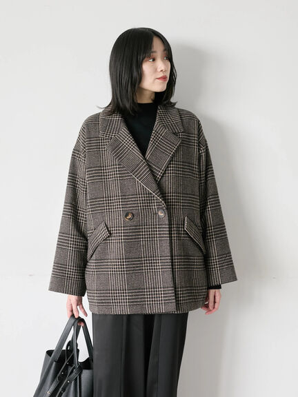 チェックテーラードジャケット（グレー/ブラウン/ダークブラウン）｜Samansa Mos2 blue（サマンサモスモス ブルー）通販