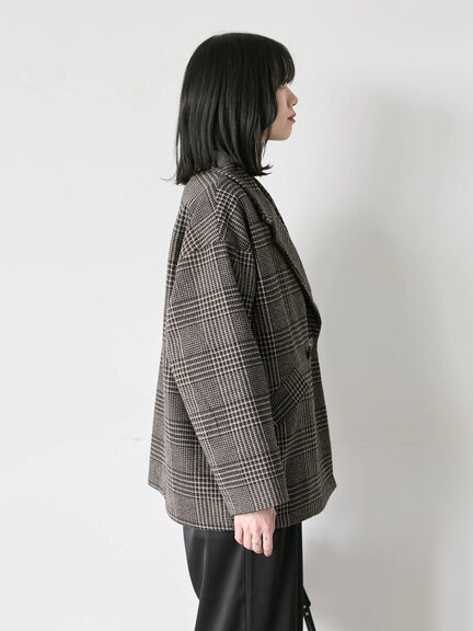 チェックテーラードジャケット（グレー/ブラウン/ダークブラウン）｜Samansa Mos2 blue（サマンサモスモス ブルー）通販