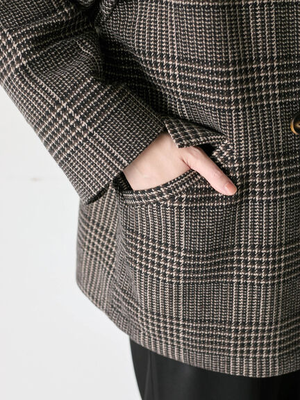 チェックテーラードジャケット（グレー/ブラウン/ダークブラウン）｜Samansa Mos2 blue（サマンサモスモス ブルー）通販