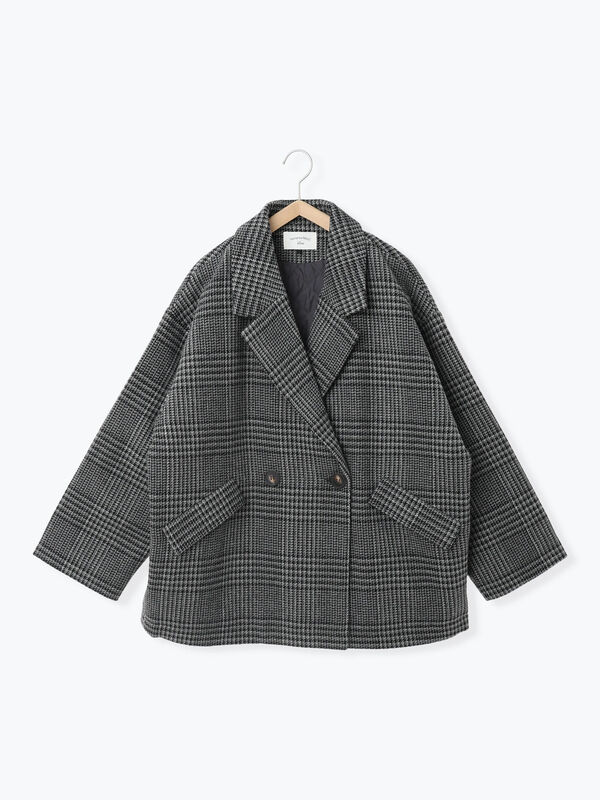 セール】 チェックテーラードジャケット（グレー/ブラウン/ダーク