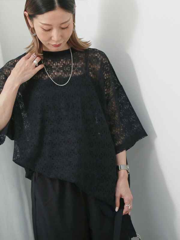 レースTシャツ（ブラック）｜Samansa Mos2 blue（サマンサモスモス ブルー）通販
