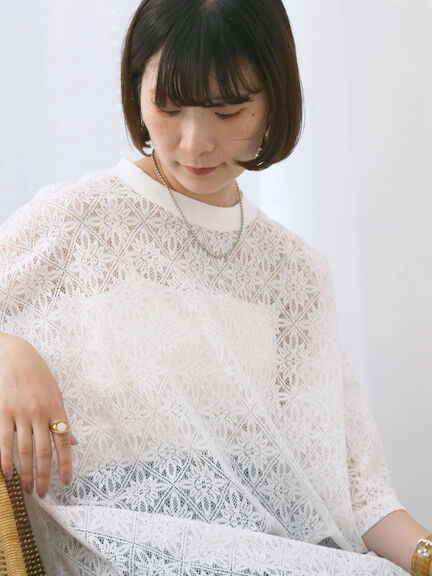 レースTシャツ（オフホワイト/ブラック/ブラウン）｜Samansa Mos2 blue（サマンサモスモス ブルー）通販