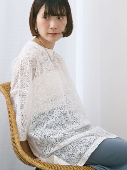レースTシャツ（オフホワイト/ブラック/ブラウン）｜Samansa Mos2 blue（サマンサモスモス ブルー）通販