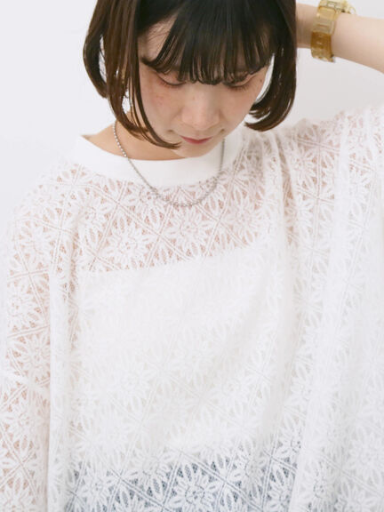 レースTシャツ（オフホワイト/ブラック/ブラウン）｜Samansa Mos2 blue（サマンサモスモス ブルー）通販