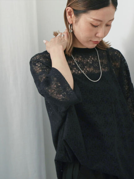 レースTシャツ（オフホワイト/ブラック/ブラウン）｜Samansa Mos2 blue（サマンサモスモス ブルー）通販