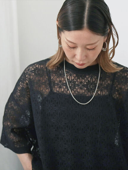 レースTシャツ（オフホワイト/ブラック/ブラウン）｜Samansa Mos2 blue（サマンサモスモス ブルー）通販