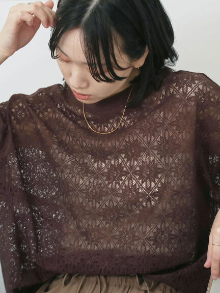 レースTシャツ（オフホワイト/ブラック/ブラウン）｜Samansa Mos2 blue（サマンサモスモス ブルー）通販