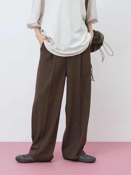 【イージーケア・吸水速乾】マルチスタイルタックストレートパンツ（グレー/チャコールグレー/ブラック/ブラウン/グリーン）｜Samansa Mos2 blue（サマンサモスモス ブルー）通販