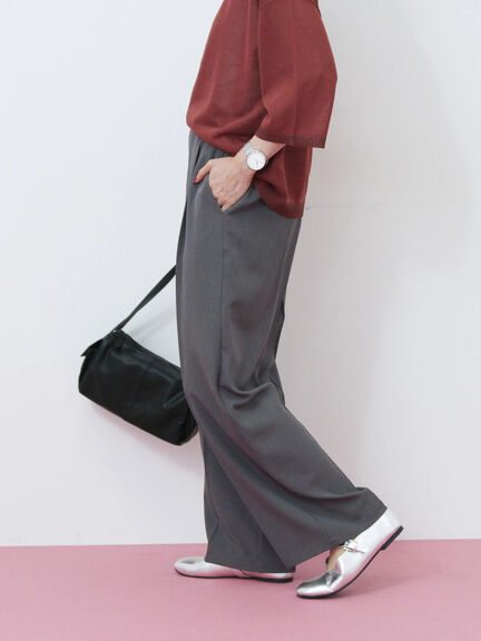 【イージーケア・吸水速乾】マルチスタイルタックストレートパンツ（グレー/チャコールグレー/ブラック/ブラウン/グリーン）｜Samansa Mos2 blue（サマンサモスモス ブルー）通販