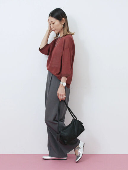 【イージーケア・吸水速乾】マルチスタイルタックストレートパンツ（グレー/チャコールグレー/ブラック/ブラウン/グリーン）｜Samansa Mos2 blue（サマンサモスモス ブルー）通販