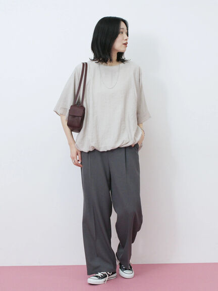 【イージーケア・吸水速乾】マルチスタイルタックストレートパンツ（グレー/チャコールグレー/ブラック/ブラウン/グリーン）｜Samansa Mos2 blue（サマンサモスモス ブルー）通販