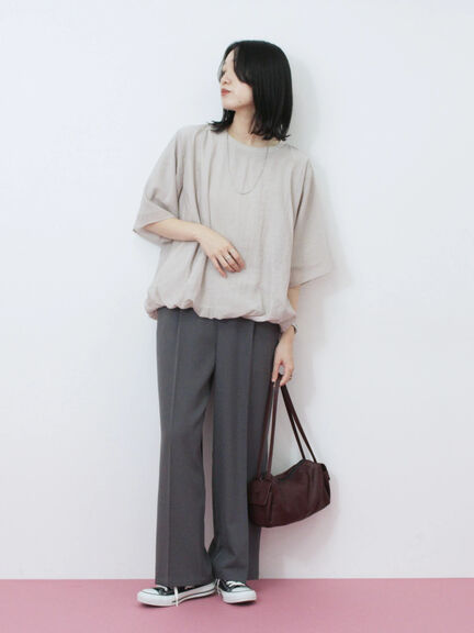 【イージーケア・吸水速乾】マルチスタイルタックストレートパンツ（グレー/チャコールグレー/ブラック/ブラウン/グリーン）｜Samansa Mos2 blue（サマンサモスモス ブルー）通販