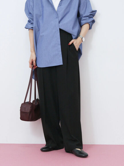 【イージーケア・吸水速乾】マルチスタイルタックストレートパンツ（グレー/チャコールグレー/ブラック/ブラウン/グリーン）｜Samansa Mos2 blue（サマンサモスモス ブルー）通販