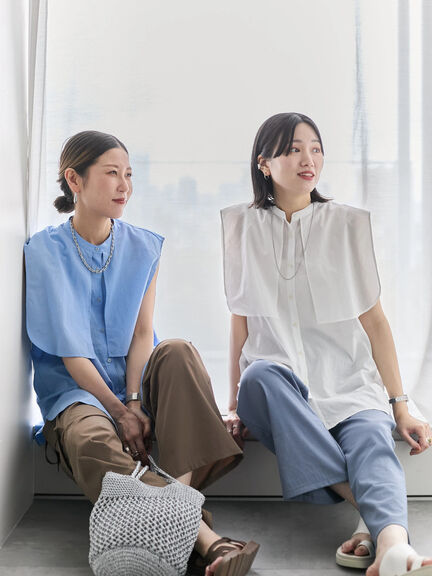 ケープブラウス（オフホワイト/ブラック/ブルー）｜Samansa Mos2 blue（サマンサモスモス ブルー）通販